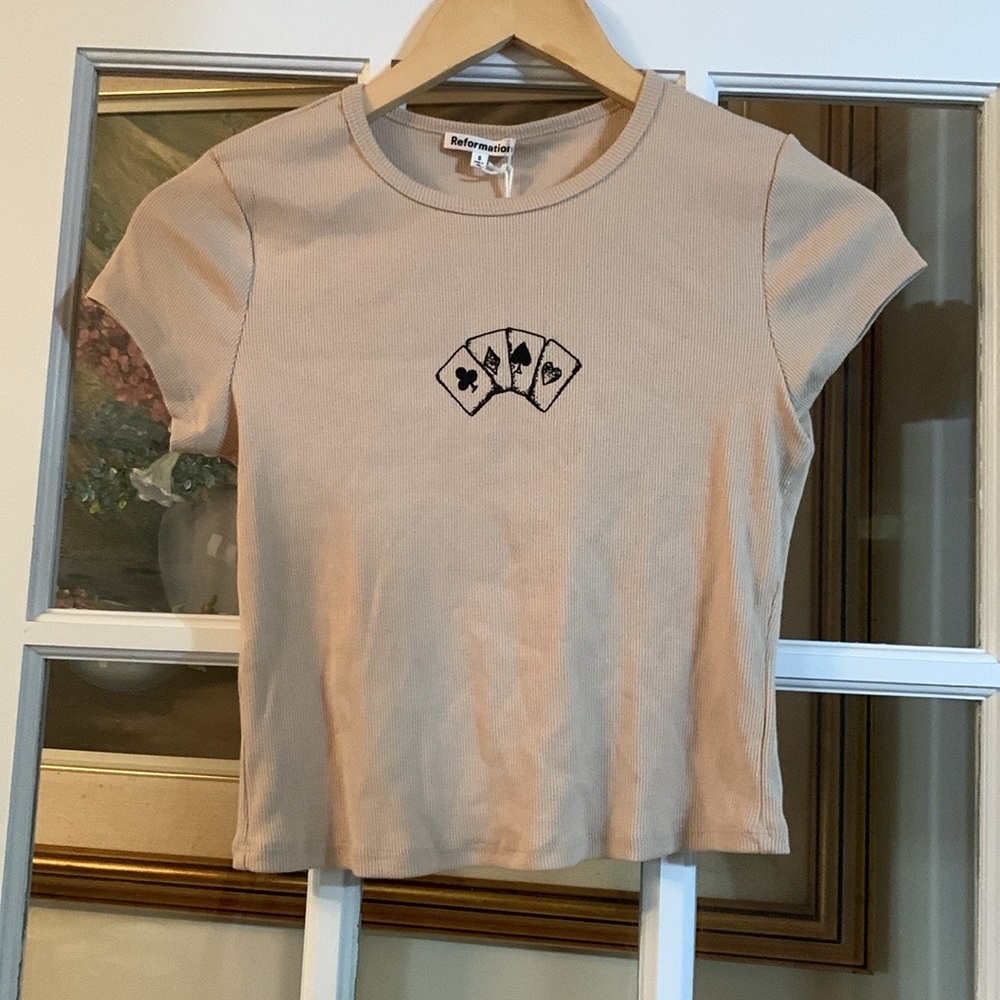 📌 NWT Reformation Muse Playing Cards Tee - Picture 4 of 6